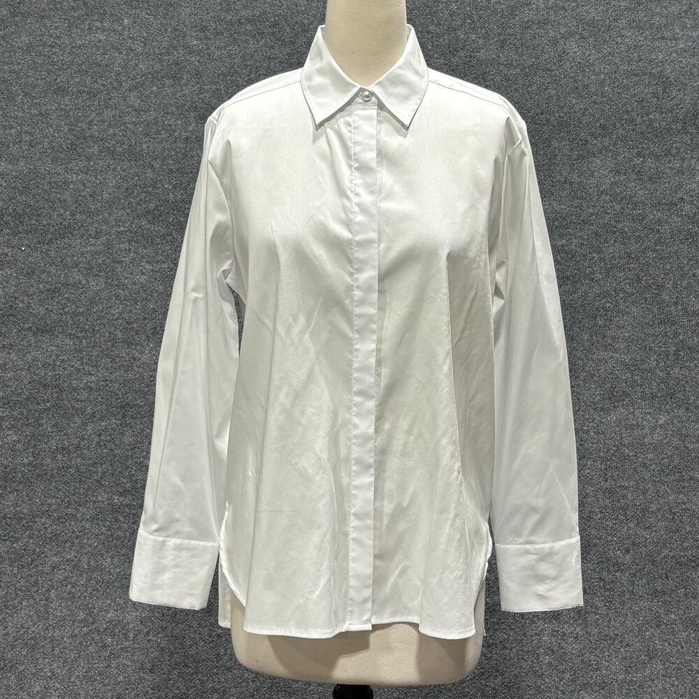 Foxcroft Shirt Womens M White Button Up Long Sleeve Stretch Business Basic